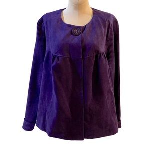 Studio Works Purple Blazer Jacket magnetic button closure faux suede Size 18W
